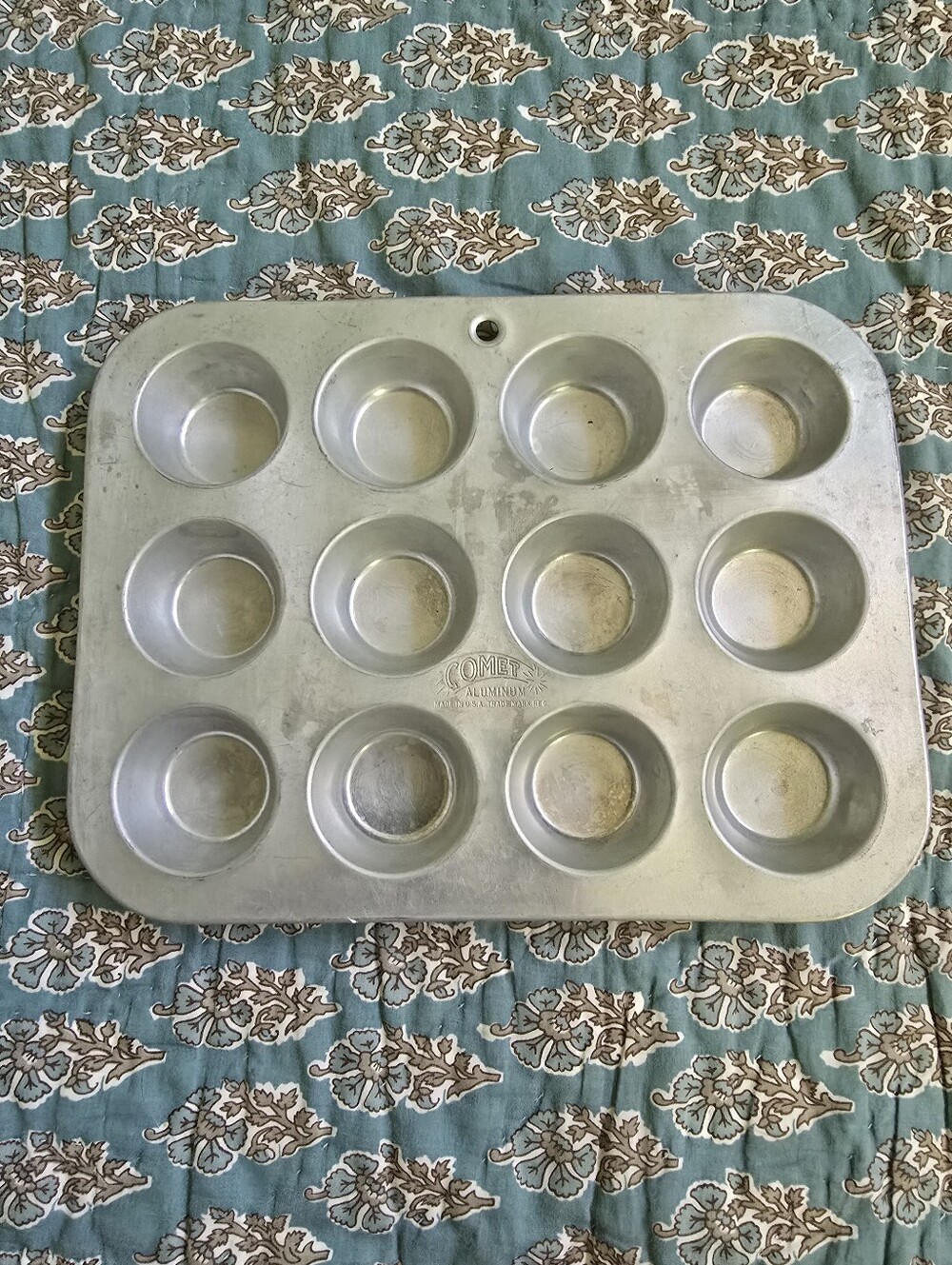 Vintage Comet Aluminum 12-Cup Mini Muffin Pan Mid Century Bakeware